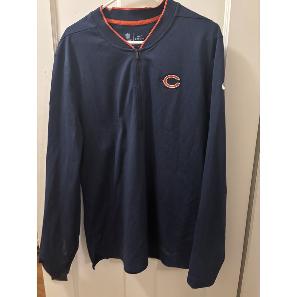Men's Chicago Bears Nike Dri-Fit On-Field 1/4-Zip Pullover Size Large Navy